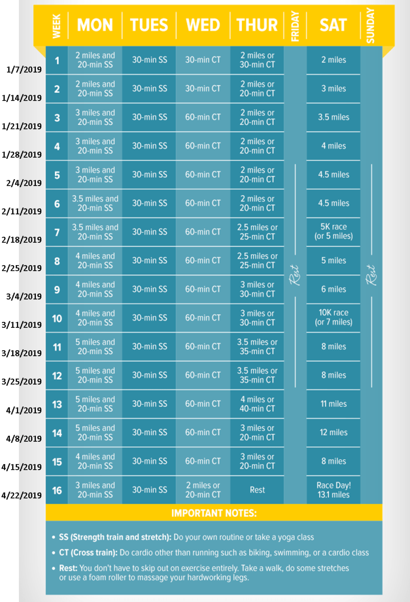 brian and nora half marathon plan 2019 with dates